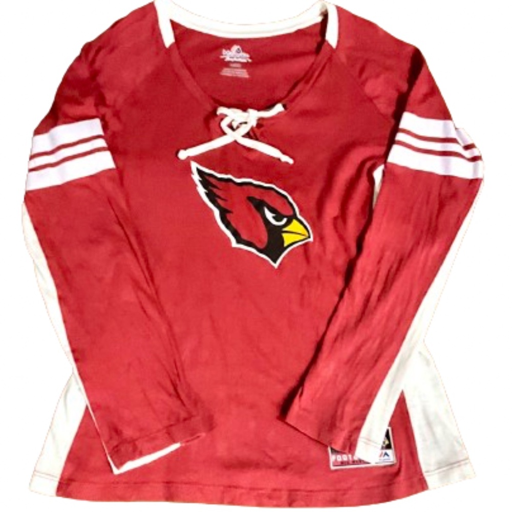 Majestic Fan (3/$24) Arizona Cardinals Long Sleeve Jersey Style Top Size M
